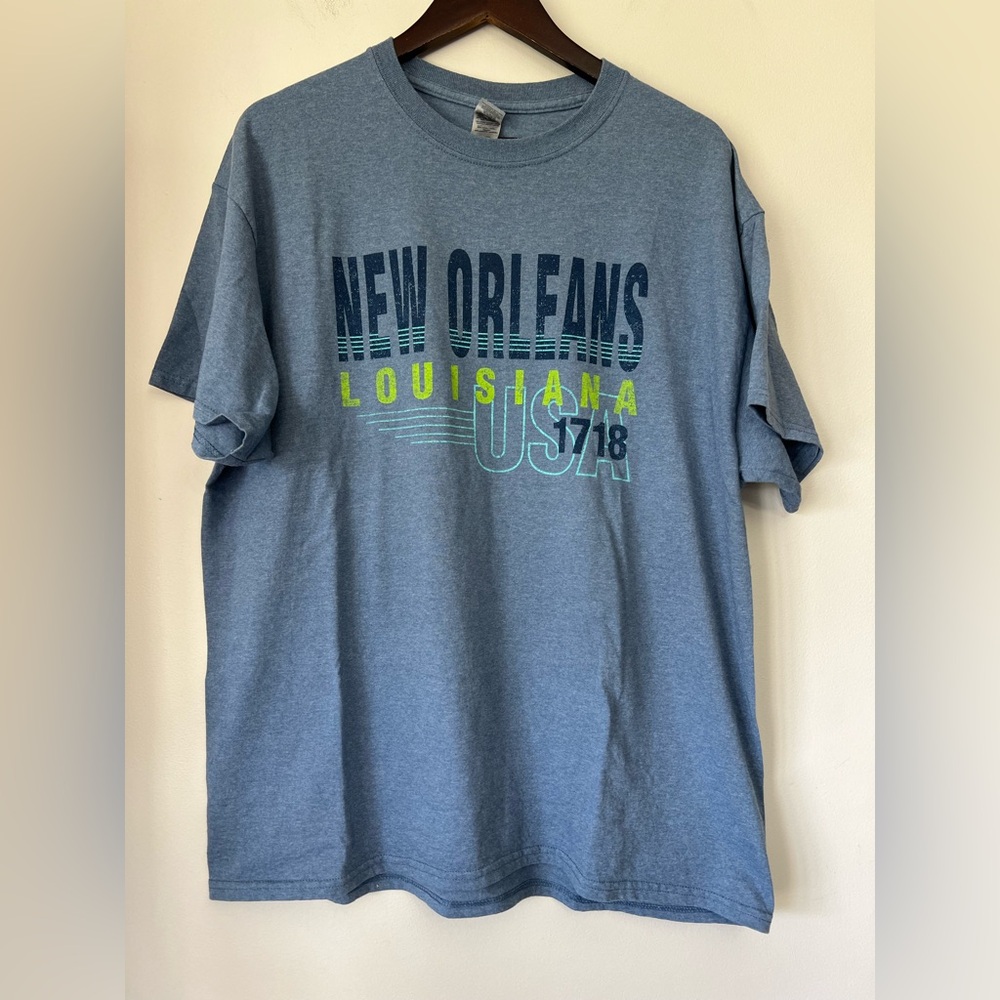 New Orleans Louisiana Tee T-Shirt 1718 USA Blue Size XL NOLA Cotton Blend